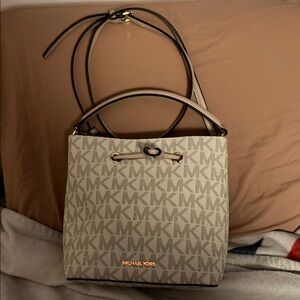 Michael Kors Pink and White Medium Bucket Bag